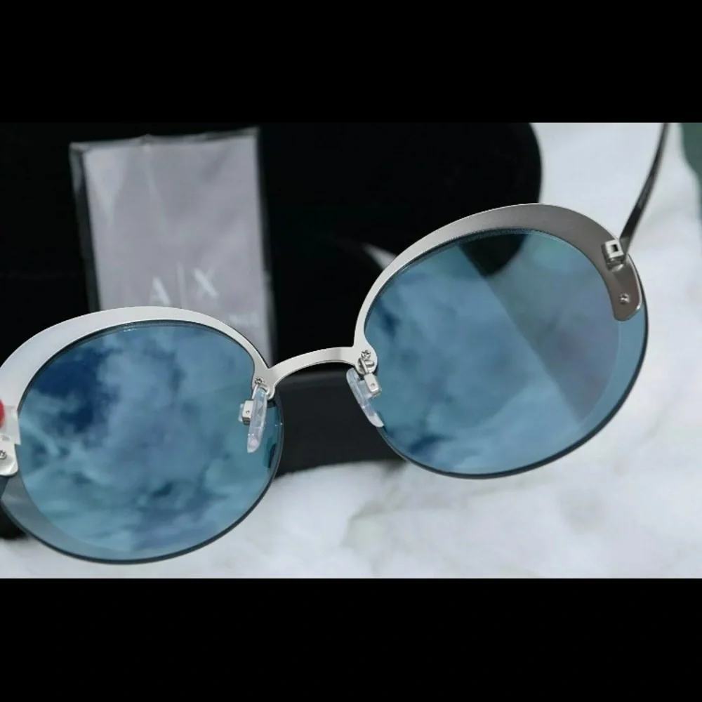 NEW Armani Exchange 30456J MATTE SILVER LENS BLUE MIRROR Metal Plastic c…